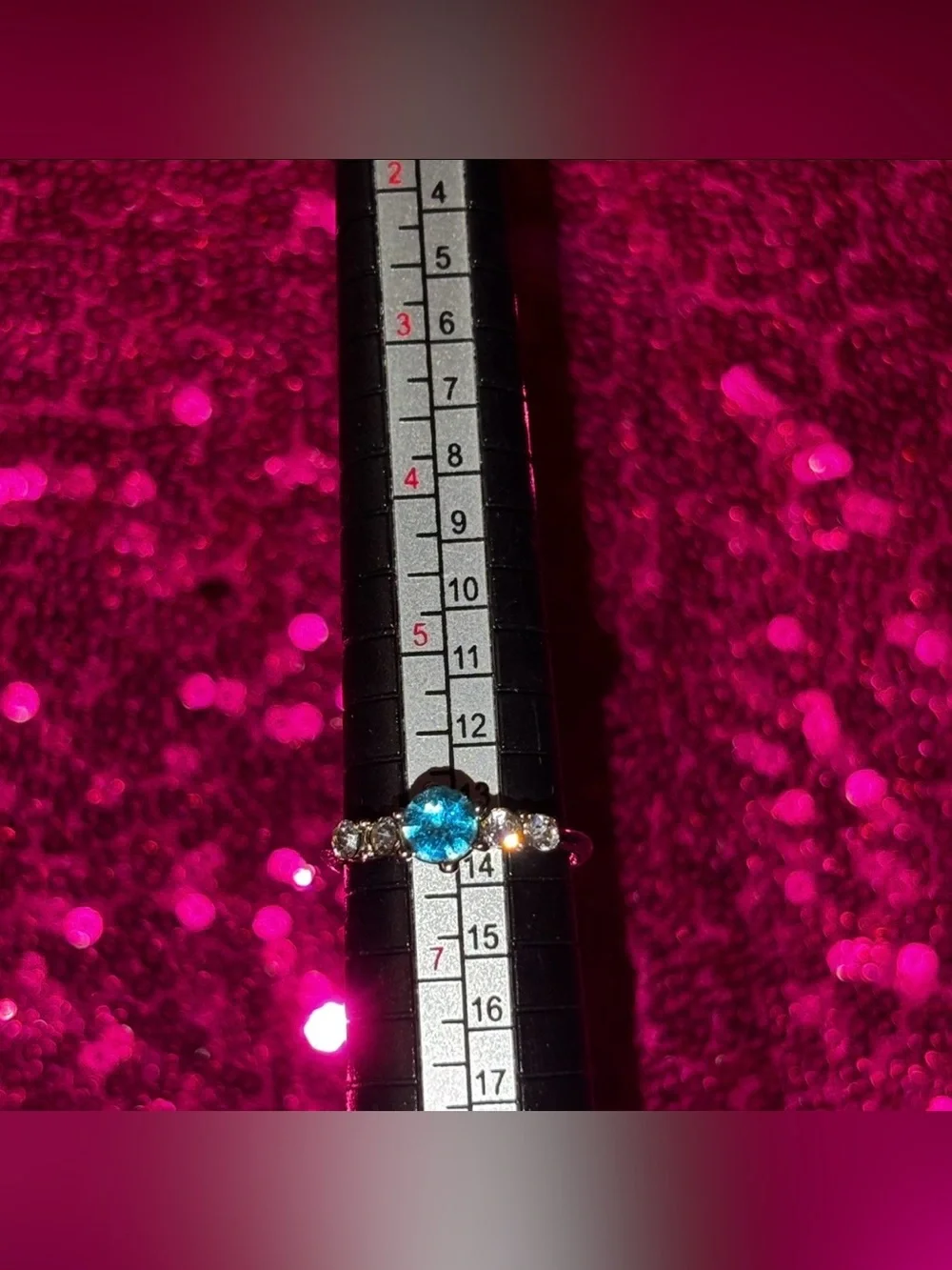 Aquamarine Birthstone Womens Ring Size 6 Sky Blue Sparkle Princess Cut Y2K gift